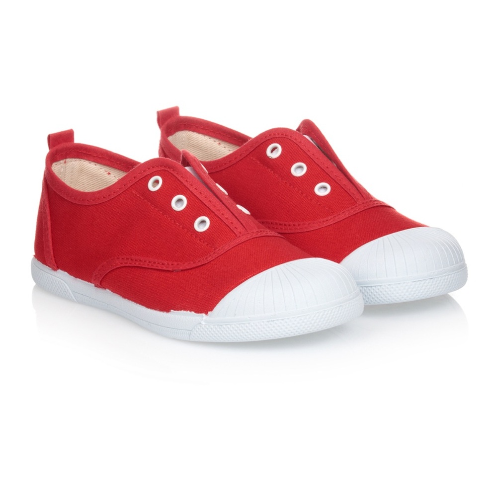 Toddler Girl Red Canvas Slip-on Trainers by KIKU - Boutique Kids Sneakers - Picture 6 of 15